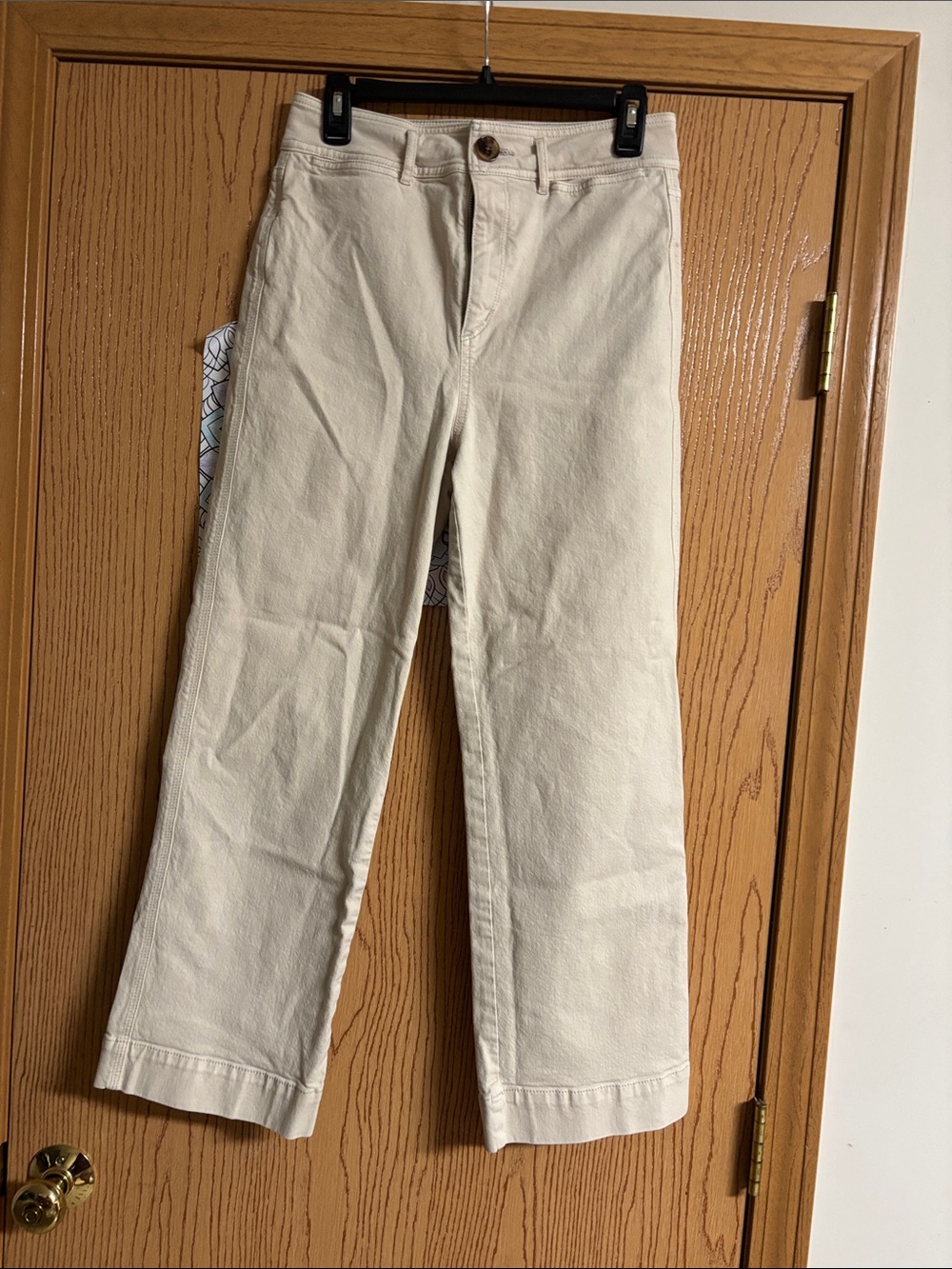 LOFT Cream Wide-Leg Jeans